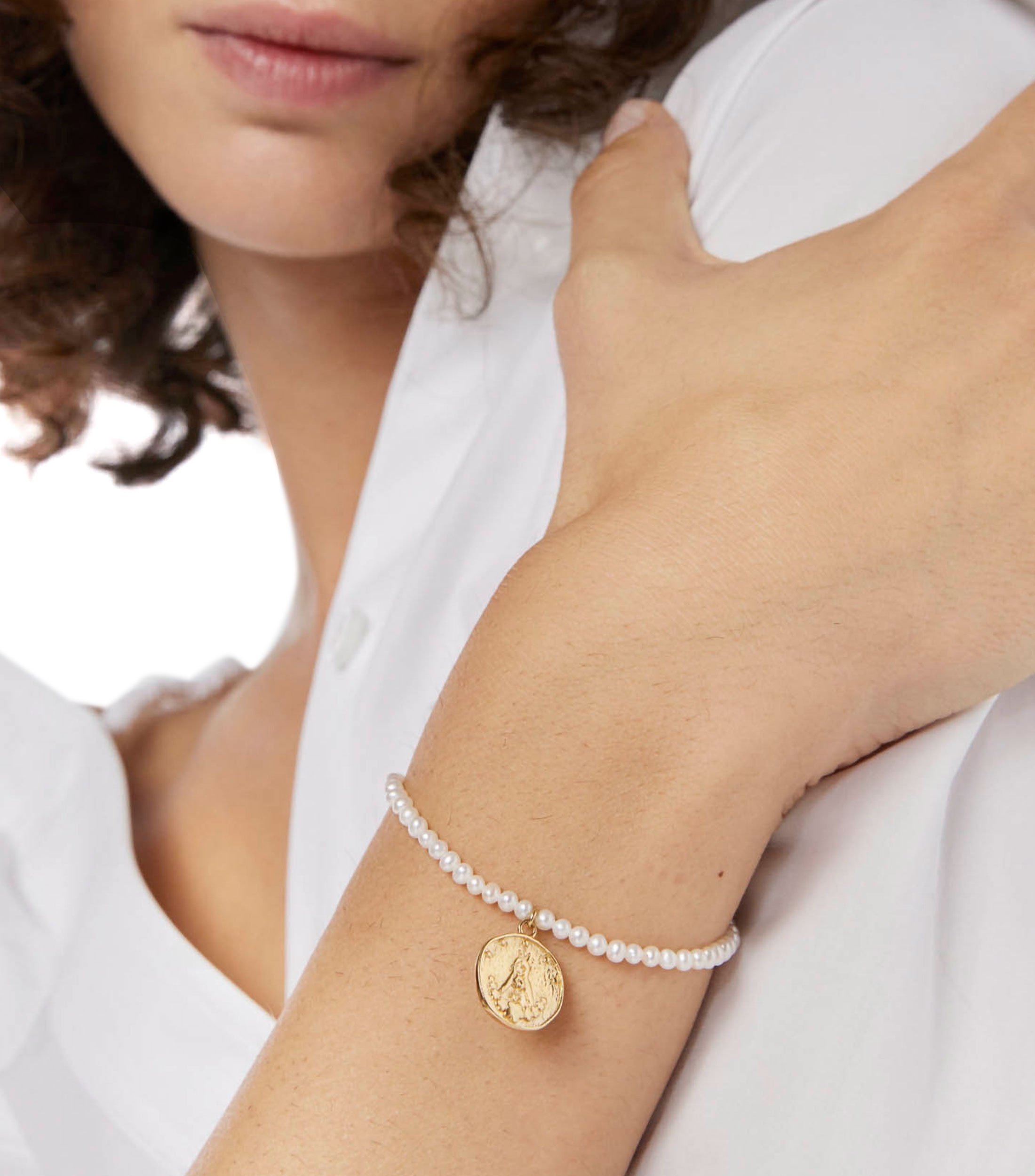 Pulsera elastica con perlas Devocion Mujer